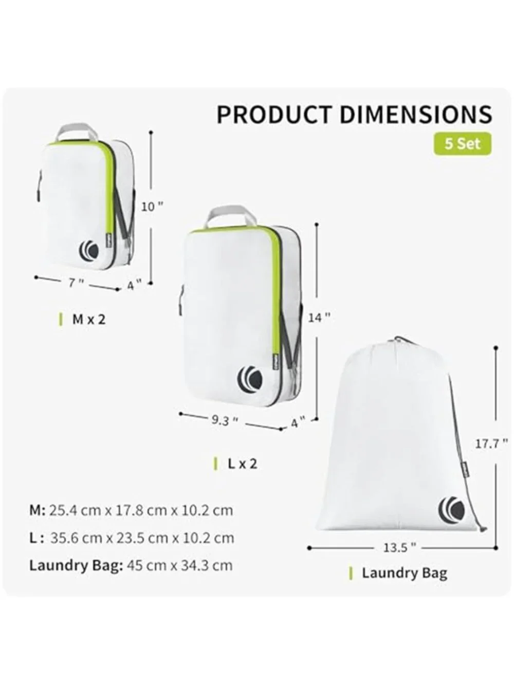 Compression Packing Cubes Travel Organizer Set Luggage Storage Bags 5 Piece